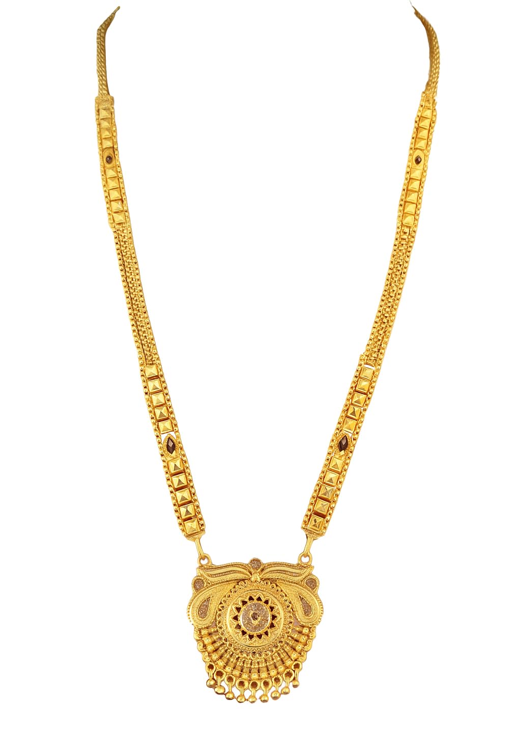 Designer 28 Inch Long Gold Plated Brass Black Beads Mangalsutra for Women-image-41