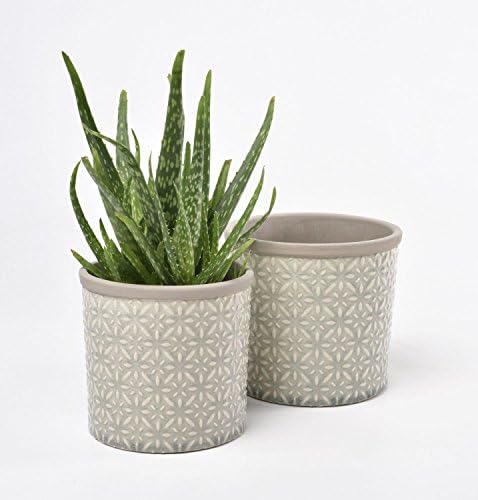 Burgon & Ball Tuscany Indoor Glazed Ceramic Plant Pot Large in Soft Grey