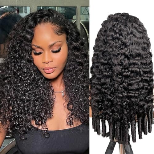 ISEE Half Wig Human Hair for Women 20 Inch Burmese Curly with Spiral Curls End Glueless Wigs 180% Density Flip Over Beginner Friendly Wear Go Drawstring Wig No Glue No Sew Natural Color & Easy Install
