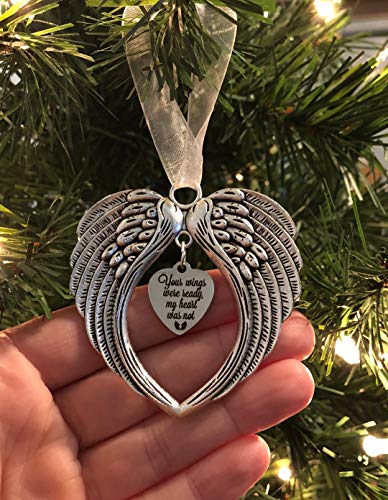 Angel Wing Heart Focal,"Your Wings Were Ready, My Heart Was Not" Charm Ornament