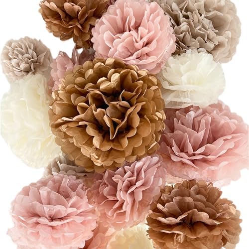 Vidal Crafts 20-Piece Boho Tissue Paper Pom Poms - Hanging Tissue...