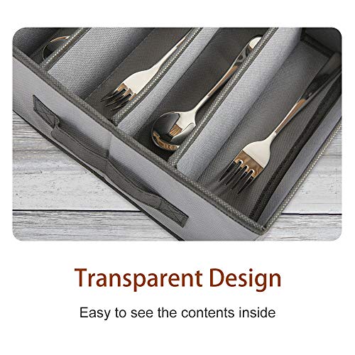 ATBAY Flatware Storage Chest, Container Box with Lid for Utensils Large Capacity (Gray 1Pack)