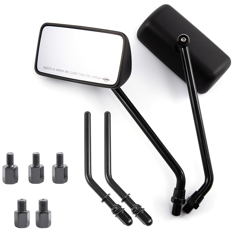 Specchietto retrovisore moto 8mm 10mm Specchietti laterali manubrio in lega di alluminio vintage nero universale per ATV Street Bike Cruiser Chopper rettangolo (Nero)
