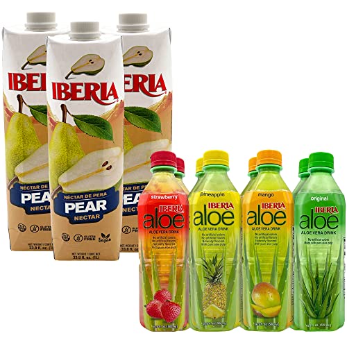 Iberia Aloe Vera Drink With Pure Aloe Pulp, Variety, (Pack Of 8) + Iberia Pear Nectar, 33.8 Fl Oz, Pack Of 3 #TOP15