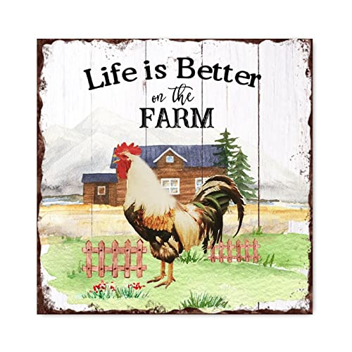 Thème coq pour ce panneau mural en bois rétro de style ferme américaine