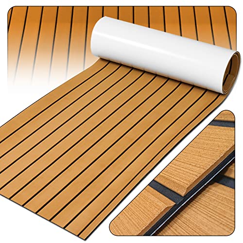 Boat Decking Eva Teak Decking Sheet, Faux Teak Decking Mat For Boat Yacht Marine Floor Carpet/Swimming Pool Floor Carpet - 94.5''X35.4'' Wear-Resistant Non-Slip And Self-Adhesive Pad Strong Glue #TOP28