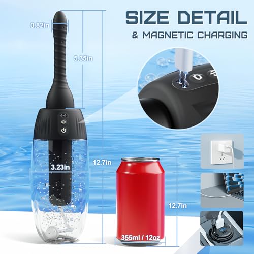 image for Zatsaog Anal Douche Automatic Rotating Enema - 20oz Douches for Men & 