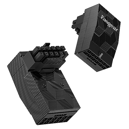 Fasgear 12VHPWR Adapter 90 Grad Rechtwinkliger PCI-e5.0 16poliger Stromadapter 12+4poliger 600W GPU-Männlich-zu-Weiblich-Stecker für GeForce RTX 3090Ti 4070Ti 4080 4090 5090 Grafikkarte(Typ B)