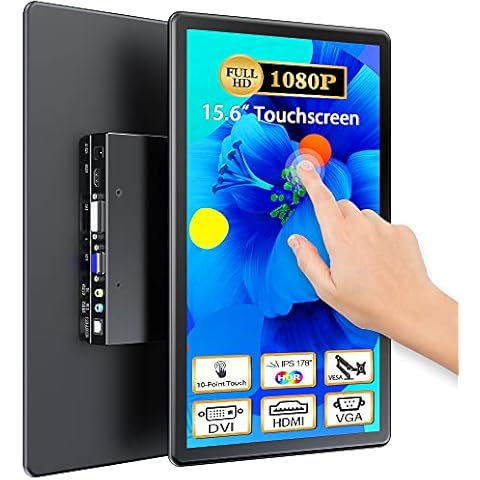Newsoul Touchscreen Portable Monitor, 15.6'' HDR 1080P IPS Raspb Pi VESA HDMI VGA DVI Industrial Input, 2000:1 Contrast Ratio Touch Display for Pi TV Box PS4 Laptop Industrial Medical Equipment Cover