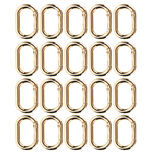 Pssopp 20Pcs Oval Spring Clip Golden Spring Mountaineering Buckle Carabiner Metal Spring Key Ring for Key Organizing Accessories(gold) - Image 2