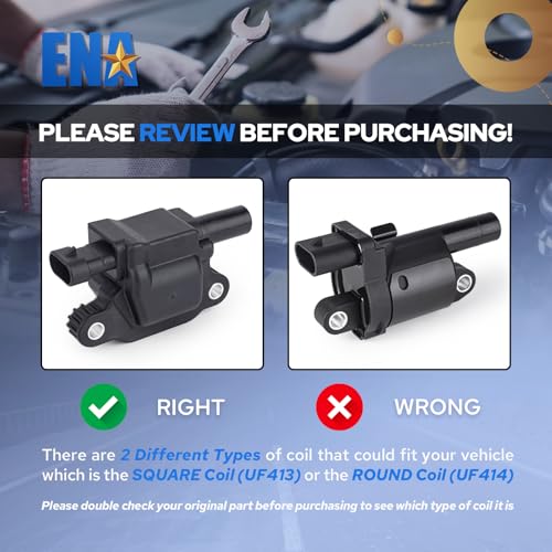 ENA 8 Pack UF413 Ignition Coil 41962 Spark Plug and 48322R Wires Set for 5.3 6.0 6.2 Compatible with Buick Cadillac Chevrolet GMC Hummer Escalade Express Savana 2500 5.3L 6.2L 6.0L 4.8L for 12570616