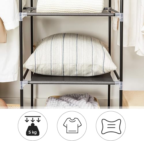خزانة ملابس من القماش قابلة للطي مع قضبان تعليق ورف لتخزين الحقائب والالعاب والاحذية تستخدم في غرفة المعيشة وغرفة النوم وحجرة الملابس 150 × 45 175 سم أسود