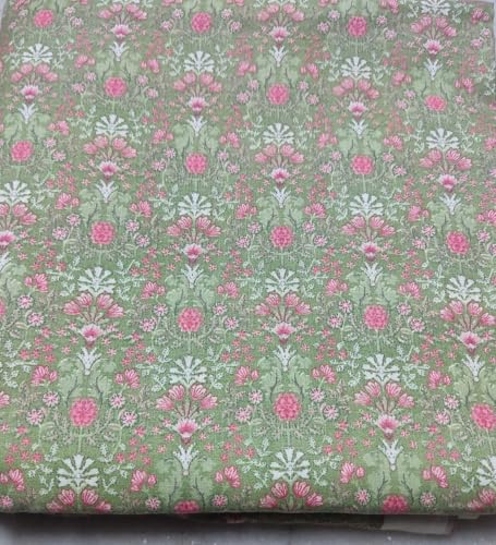 Image of Women's Unstitched All Over Print Running Fabric Width-44 inch,Length-5 Meter.Full Patiyala Salwar Suit,Dress Material,Tunics,Maxi,Nighty.Fast Color,Free Size, Pista Green 5 Meter
