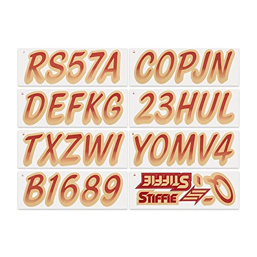 Image of Stiffie WHIPLINE 3 inch Alpha-Numeric Registration Identification Numbers Stickers Decals for Boats & Personal Watercraft (Burgundy /Tan)