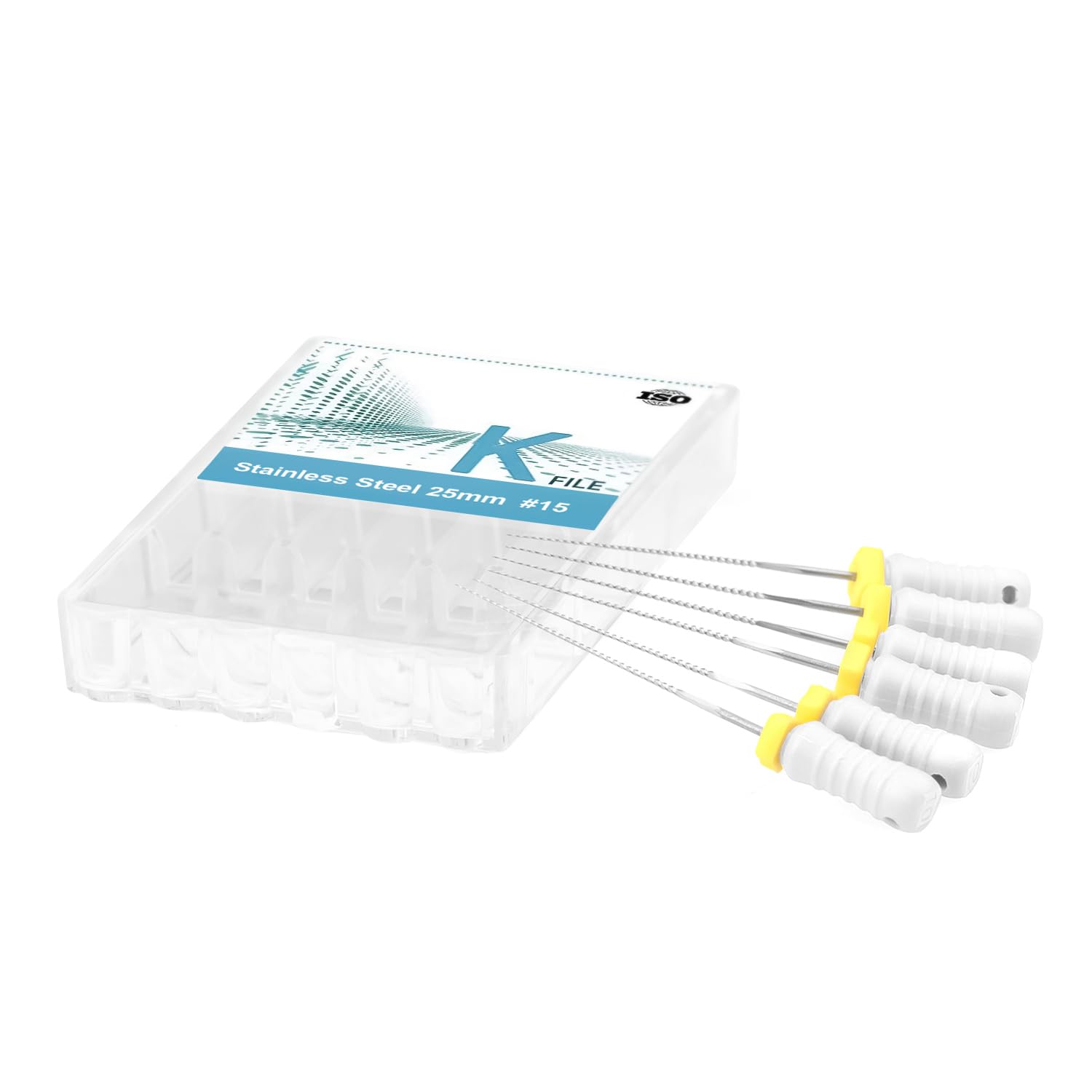 NSKI Paquete de 6 limas de endodoncia de acero inoxidable #15 para uso manual, limas endodónticas de 21 mm/25 mm (25 mm)