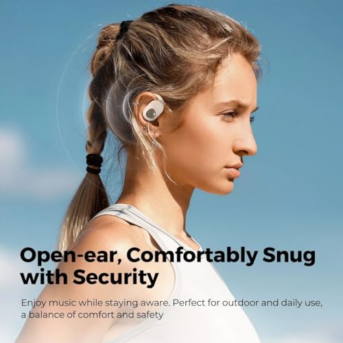 Image of Sound peats Gofree 2+ Wireless Open Ear Earphone True Wireless with 39hrs Playtime, Dual ENC Mic, Gaming Mode, App Control, Bluetooth 5.3 Type C Fast Charging, IPX5 Waterproof (Beige)