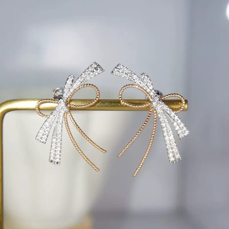 Boucles d'oreilles nœud papillon anti-allergie en argent 925 de mariée
