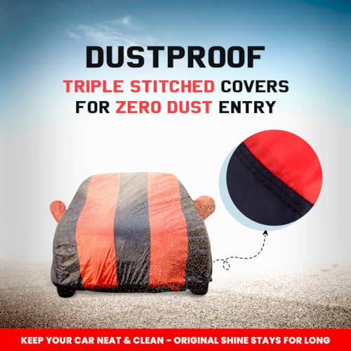 Image of Autofact Mahindra XUV 3xo Car Body Cover Triple-Stitched, Windproof with Buckle Belt, Elastic Hem, Uv Protection, Scratchproof & Dustproof, Soft Feather Fabric for All-Weather Protection (Red Navy)