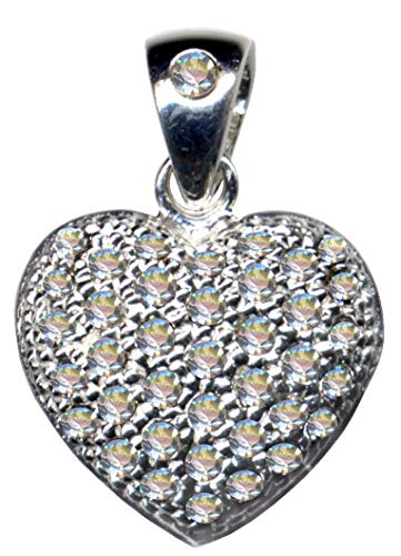 Pendentif cœur argent 925 anti-ternissement aux cristaux blancs