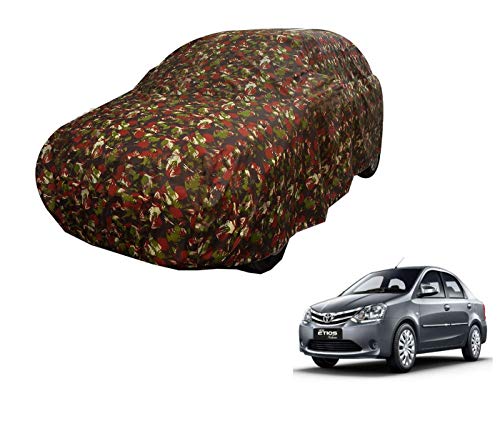 Image of Auto Hub Car Cover Compatible with Etios with Weather Proof, Triple Stitched, Etios Car Cover Jungle Look