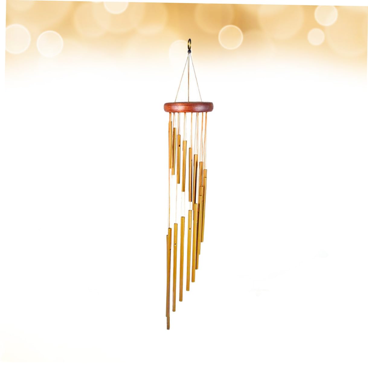 Campanas de Viento Grandes de 18 Tubos Esmerilados Dorados | Tubo de Afinación en Madera y Metal, Adornos Colgantes Paso a Paso, Música Duradera