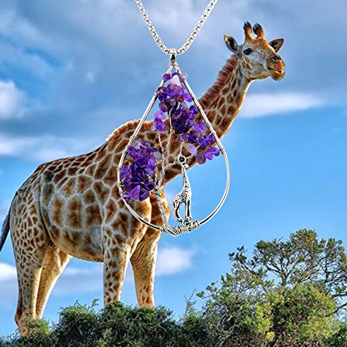 Collier améthyste avec girafe Zuo Bao fait main - 6