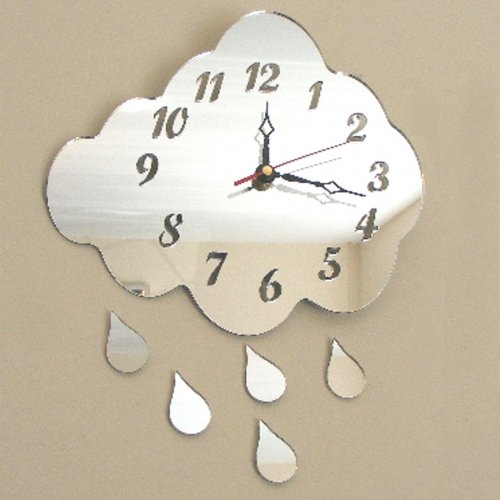Super Cool Creations Cloud & 5 Raindrops Clock Mirror 35cm x 28cm-picture-10