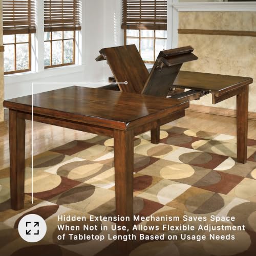 Image of Signature Design by Ashley Ralene Extendable Dining Table, With Butterfly Leaf Seats 6-8, Wood Dining Room Table for Family Meals, Burnished Brown 42 x 60-78 Inch