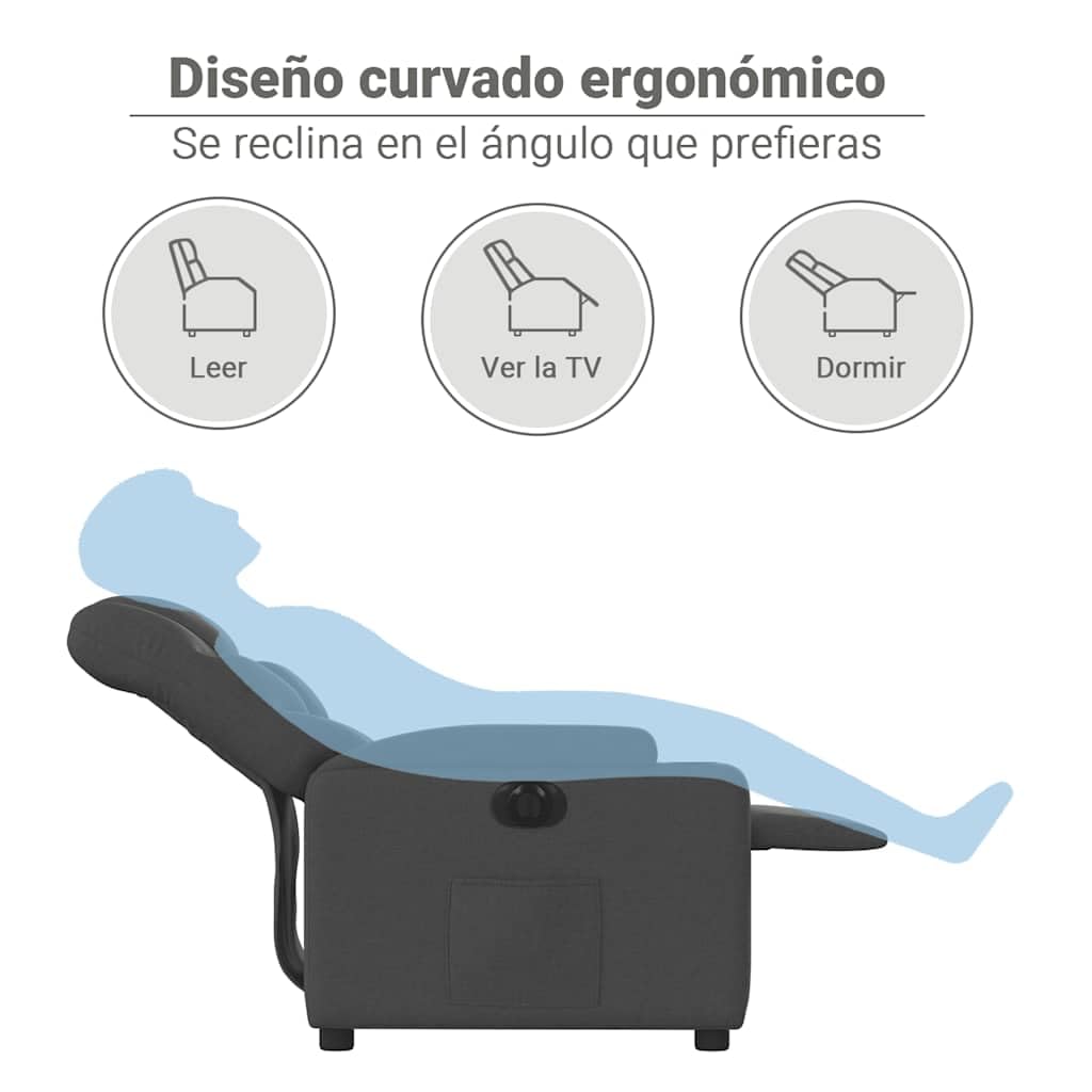 vidaXL Sillón reclinable eléctrico de Tela Gris Oscuro