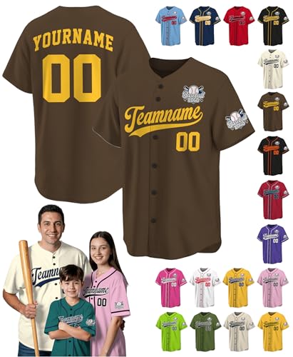 Camiseta de béisbol personalizada para hombres, mujeres, jóvenes y niños con nombre, número y logo de equipo miniatura 1