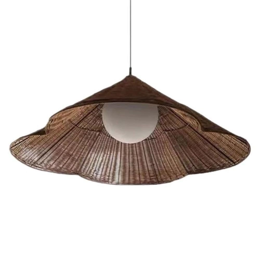 NHPJFDC Light Fixtures Retro Rattan Pendant Lights Brown Wicker Hanging Ceiling Chandelier for Hallway 1 Headlight Fixture Bamboo Wicker Lantern for Dining Restaurant Living Bedroom