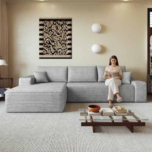 Canapé modulaire 270 cm méridienne velours gris luckdect