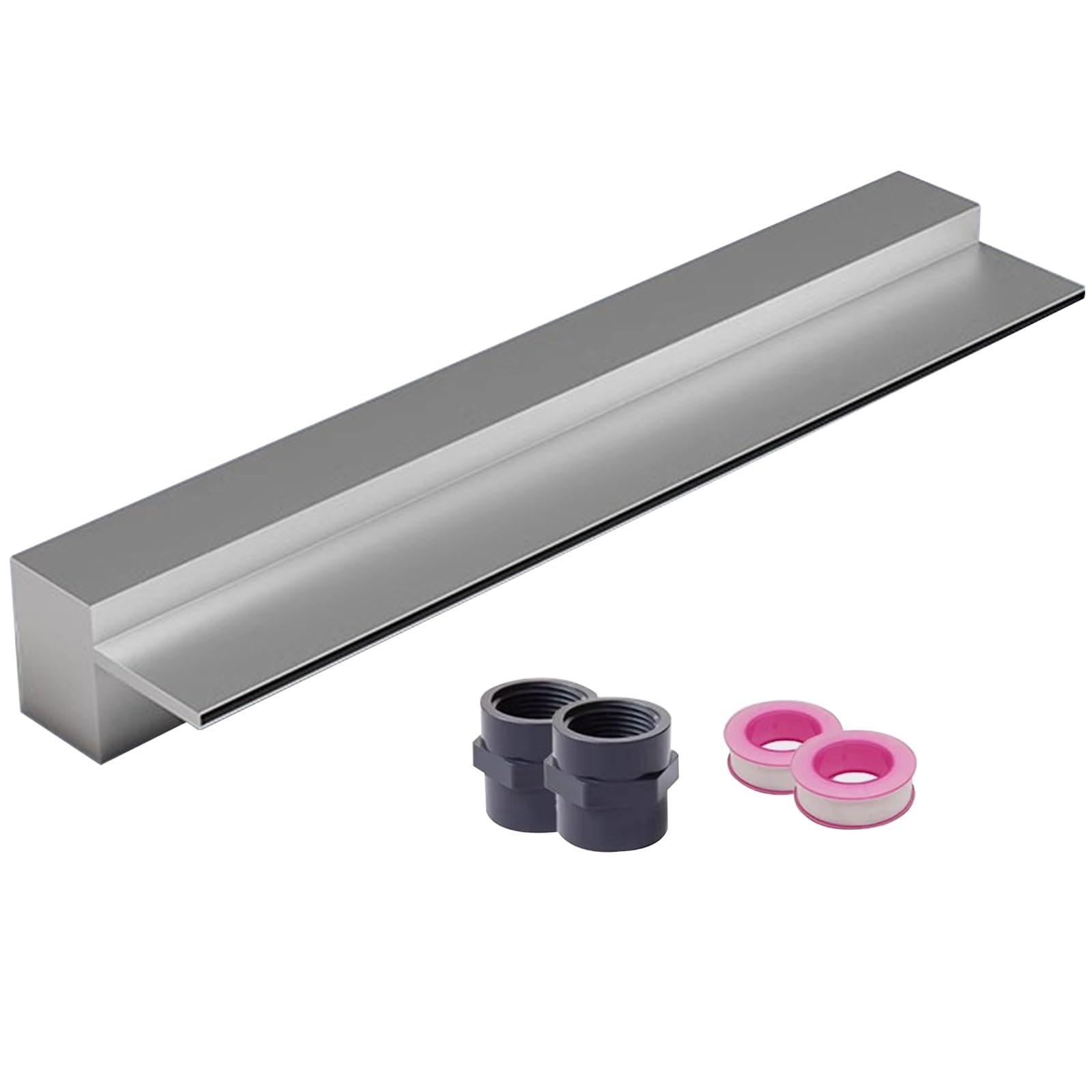 Kit per laghetto in acciaio inox per giardino, patio e cortile, fontana sottile e lunga con raccordi, uscita a parete da incasso (100-200 cm)