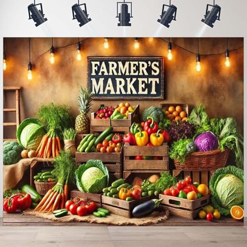 Fondo Vinilo Mercado Agricultores 7x5ft miniatura 5