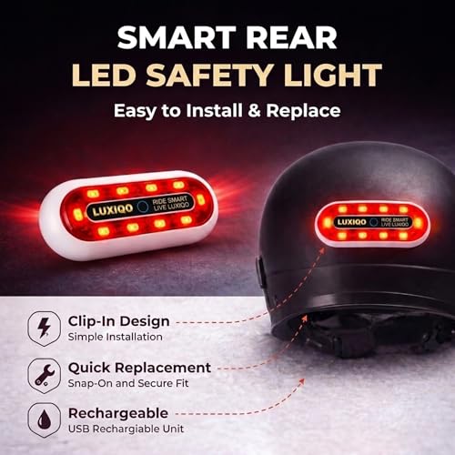 Image of Helmet Light for Bike, 400 Lumens USB Rechargeable LED Safety Helmet Lights for Riders, for Front & Rear Warning, 3 Flash Modes, IP67 Waterproof, Easy Mount, 8H Runtime