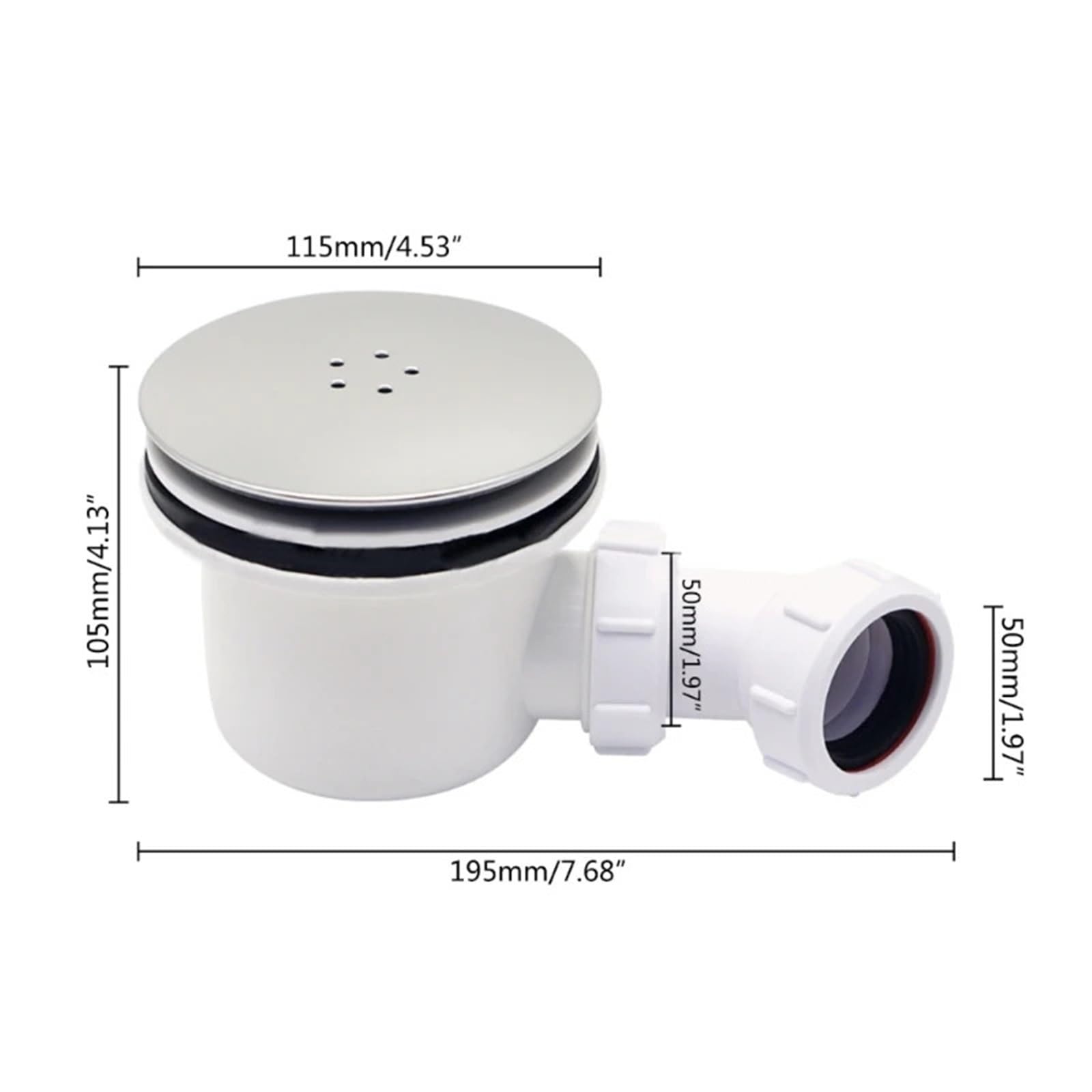Bonde de Douche Basse de 90 mm Siphon de Douche Longue durée Fixation Facile