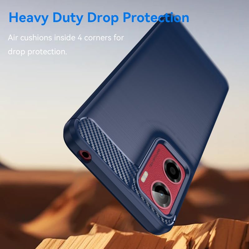 Image of Hybrid Carbon Fiber Back Case for Moto G05 (Blue)