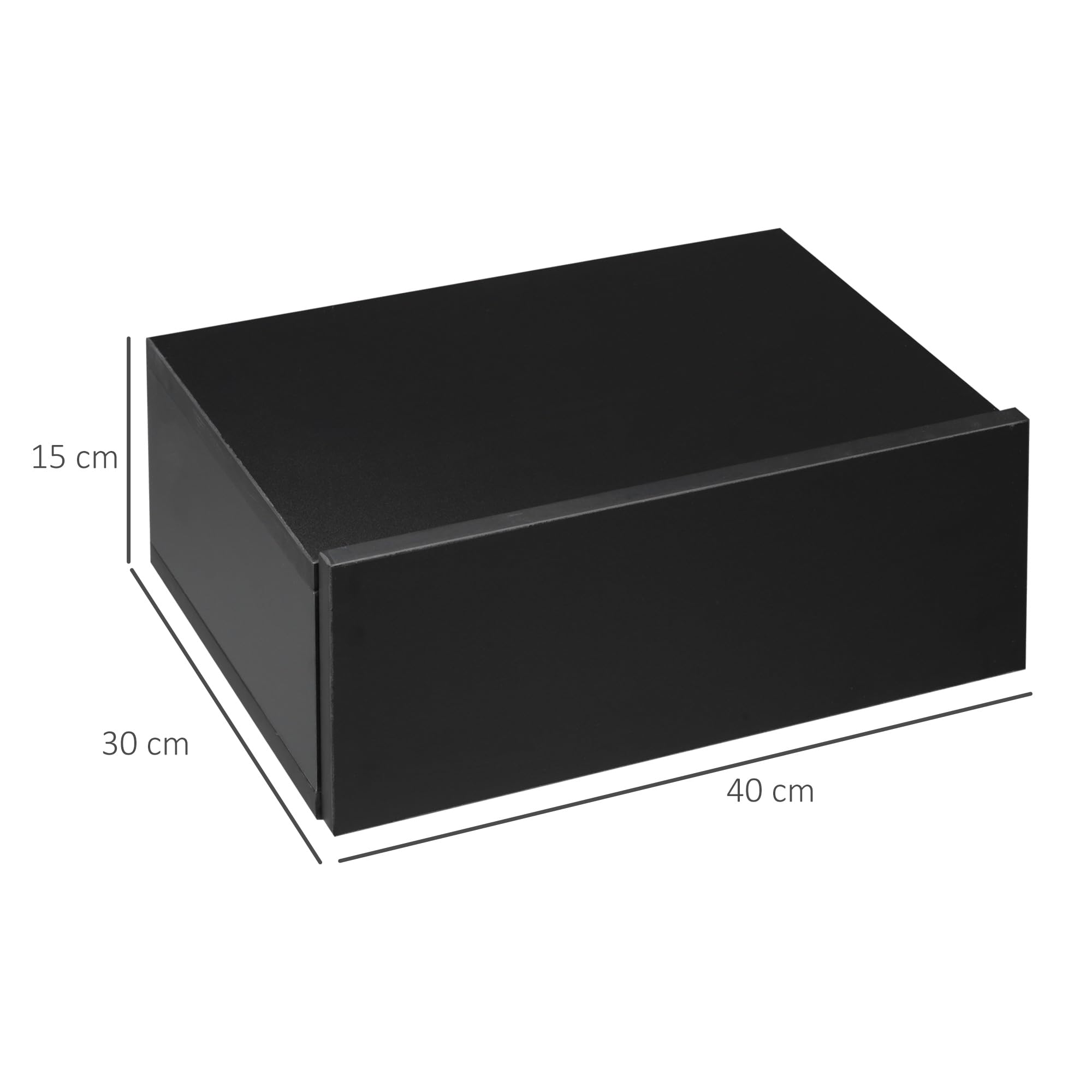 HOMCOM Set 2 Comodini Sospesi con Cassetti, Comodini Camera da Letto in Truciolato, Stile Moderno, 40x30x15 cm, Nero
