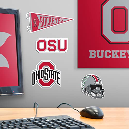 Image of The Ohio State University Buckeyes 8ct Mixed Logo and Mascot Vinyl Sticker Pack for Laptop Water Bottle Tablet Scrapbooking Skateboard Indoor Outdoor Decals