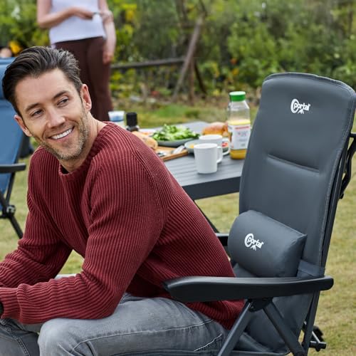 Stahlrahmen Ø25mm und 600D Oxford-Stoff für 160kg Last - Detailansicht von Super Portal Campingstuhl Faltbar 160KG Deal...