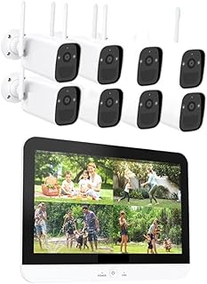 Security Camera Outdoor 13Inch 3MP Security Surveillance Camera System Battery Camera PIR Smart Detection Camera Set Wifi CCTV NVR Kit Wireless Surveillance CCTV Waterproof Camera ( Size : 1T , Color