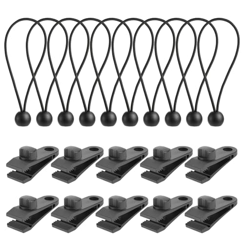 Tarp Clips Heavy Duty Lock Grip, 10 Set Tarpaulin Clips and Clamps with Tarpaulin Ties
