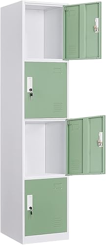 Miniatura 4 de Armario de almacenamiento para taquillas, 2 armarios metálicos para empleados con llaves, armario de almacenamiento de 4 niveles para oficina,