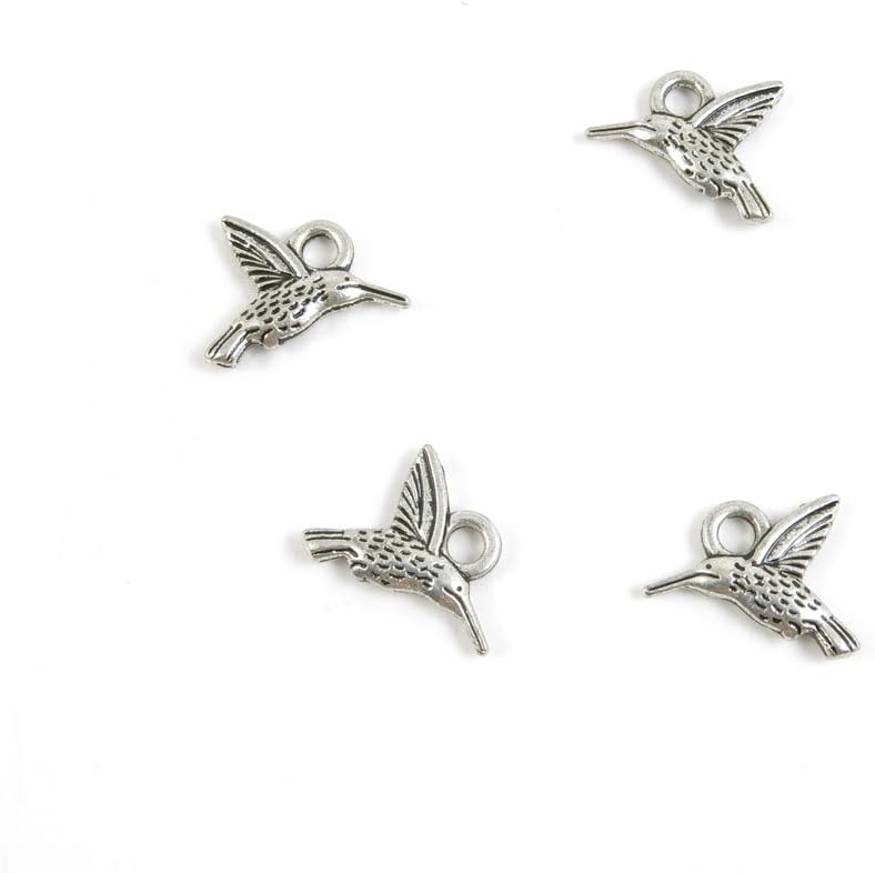 320 Pieces Antique Silver Tone Jewelry Making Charms M7AI6 Hummingbird Bird Pendant Ancient Findings Craft Supplies Bulk Lots