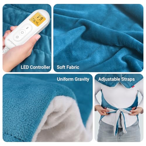 Image of Comfytemp Fathers Day Dad Gifts, Weighted Heating Pad for Back Neck Shoulders, Birthday Gifts for Men Women Husband Wife, Large Electric Heating Wrap FSA Eligible, 9 Heat Settings & 11 Timers, 22 inchx33 inch