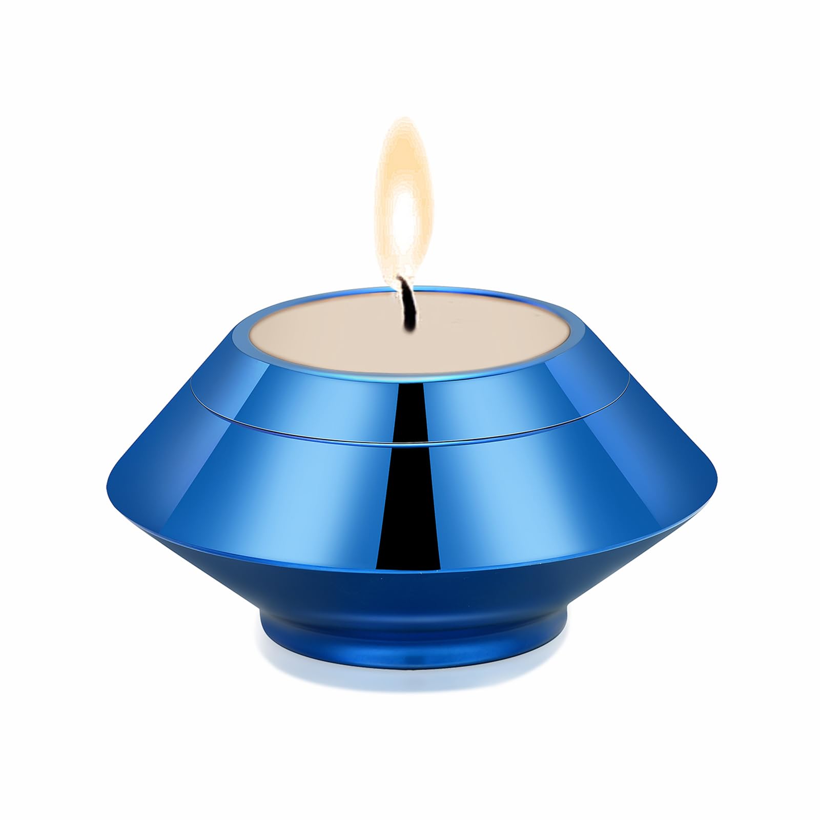Minicremation Blue Cremation Urn For Human Ashes Stainless Steel Candle Ash Holder Keepsake Urn For Ashes Candlestick Mini Funeral Urns For Pet Ashes (Blue)