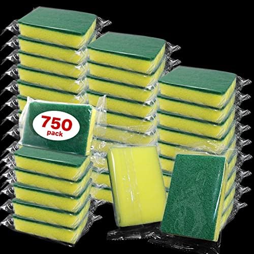 (750 Pack)Kheoxusa Individually Wrapped Sponges,Sponges Individually Wrapped for Kitchen Scrub Dish Wash Dishes Dishwashing Cleaning Non Scratch Scrubber Sink Bulk Case Small Mini-Smaller(2.2in/5.6cm)