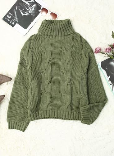 Image of Dokotoo Womens 2026 Winter Fall Solid Turtleneck High Neck Balloon Long Sleeve Sweaters Pullover Outerwear