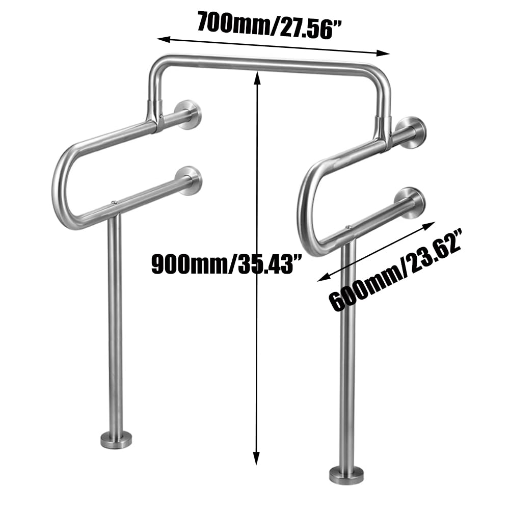 Handicap Barres d'appui pour toilettes de 70 cm, barre de sécurité pour personnes âgées, personnes âgées, handicapées, montage mural au sol