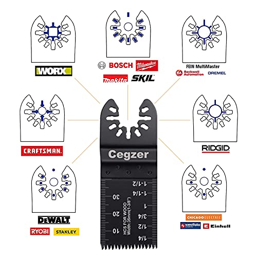 Cegzer 18 Universal Metal Wood Oscillating Multitool Quick Release Saw Blades Compatible With Fein Multimaster Porter Cable Black & Decker Bosch Dewalt Worx Rockwell Makita Milwaukee Chicago Craftsman #TOP3